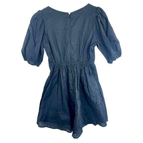 Abercrombie & Fitch Black Cotton Puff Sleeve Babydoll Mini Dress Womens Size S - Picture 2 of 8